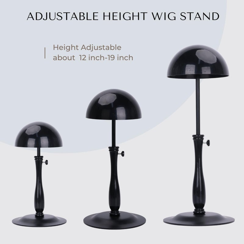 lightmay Wig Stand – Adjustable Wig Stand with Metal Base (12"–19"), Non-Slip Velvet Cover, Breathable Top, Easy Assembly, Stable Holder for Wigs, Hats & Masks - Image 4